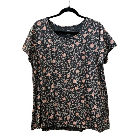 J JILL Pure Jill Scoop Neck Elliptical Tee Shirt EUC - Picture 1 of 9